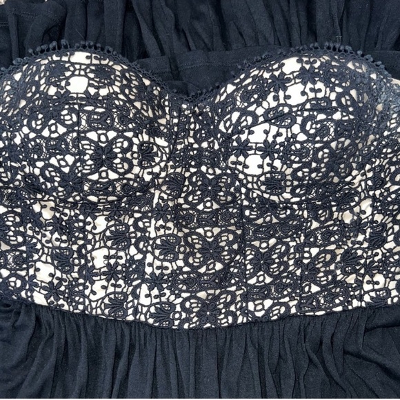 Anthropologie Lil Lace Corset Dress 6 Black Beige Boho Whimsigoth Fairy Coquette - Picture 9 of 14